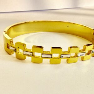 Gold Square Link Crystal Bracelet – Anti-Tarnish Stainless Steel
